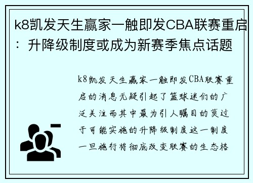 k8凯发天生赢家一触即发CBA联赛重启：升降级制度或成为新赛季焦点话题
